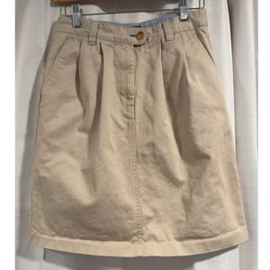 Vintage Tommy Hilfiger Khaki Chino Skirt Womens 8 Tan Cotton Pleated Mini Skirt